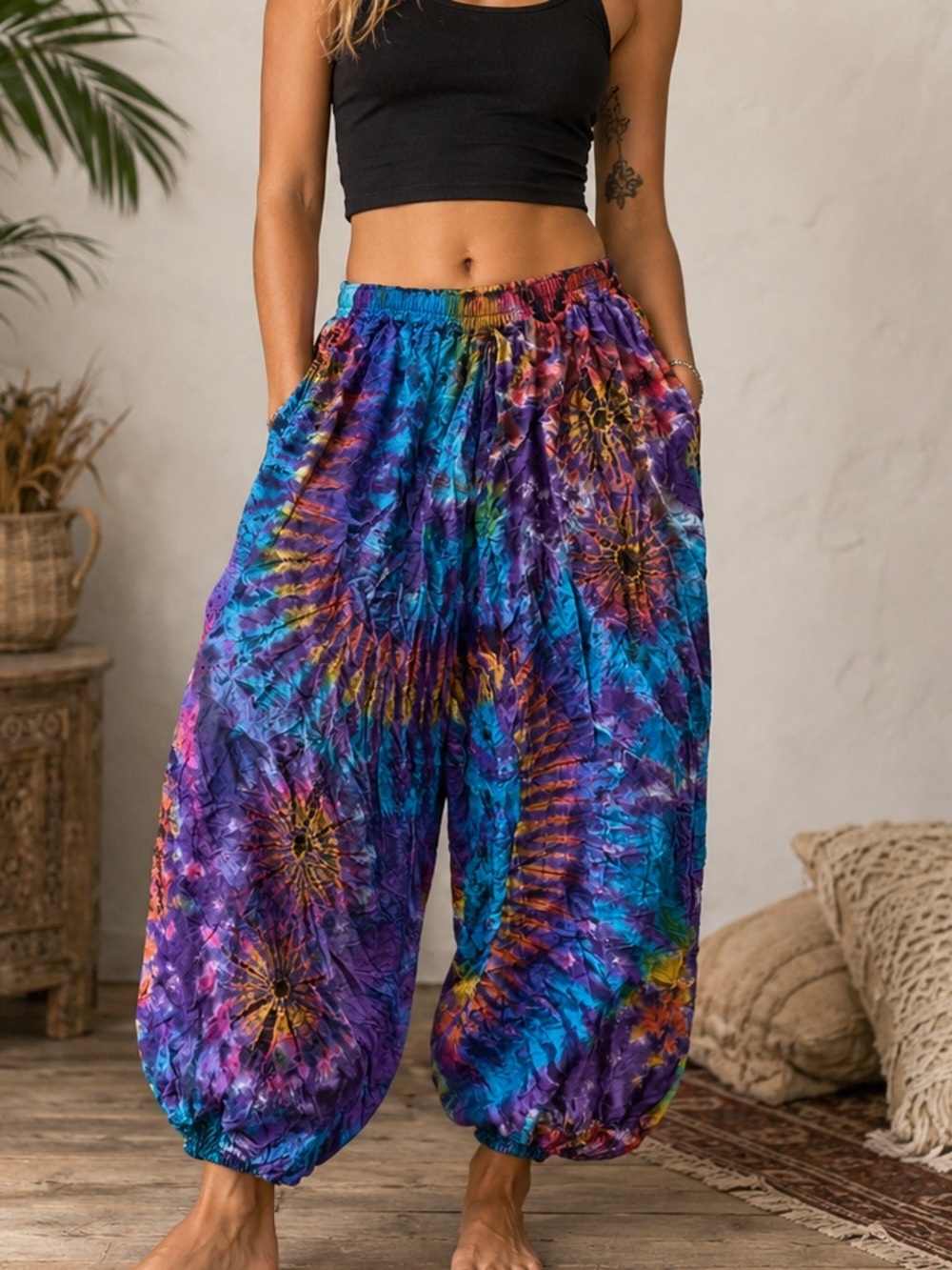 Kathmandu Imports Tie-Dye Lightweight Pants Purple Medium NWOT